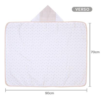 Imagem de Toalha de Banho Felpuda Bebê C/ Forro de Fralda Soft 90x70cm C/Capuz Bordado