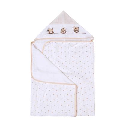 Imagem de Toalha de Banho Felpuda Bebê C/ Forro de Fralda Soft 90x70cm C/Capuz Bordado