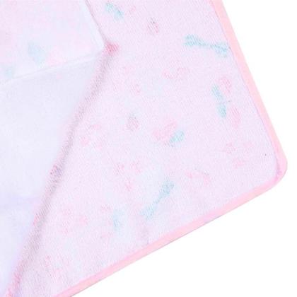 Imagem de Toalha de Banho Felpuda Forrada C/ Capuz Estampada Rosa 90cm x 70cm Menina