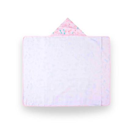 Imagem de Toalha de Banho Felpuda Forrada C/ Capuz Estampada Rosa 90cm x 70cm Menina