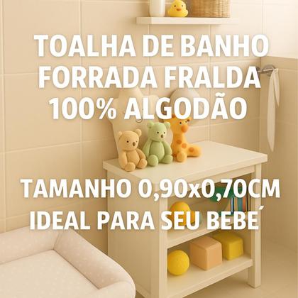 Imagem de Toalha de Banho Grande Bebê com Capuz forrada com fralda dupla 100 Algodão 90x70cm