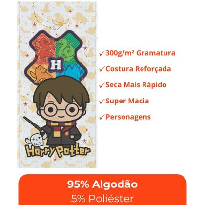 Imagem de Toalha de Banho Infantil Harry Potter Lepper Felpuda Algodão Personagem Menino Menina Criança Praia Piscina
