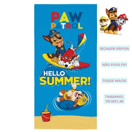 Imagem de Toalha de Banho Infantil Patrulha Canina Meninos Desenho Estampada Aveludada 70cm x 1,40m Lepper