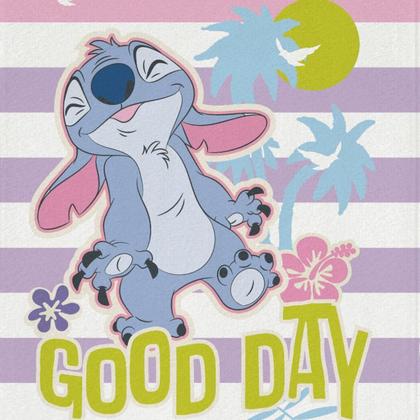 Imagem de Toalha de Banho Infantil Stitch Good Day Desenho Estampada Aveludada Absorvente 70cm x 1,40m Lepper