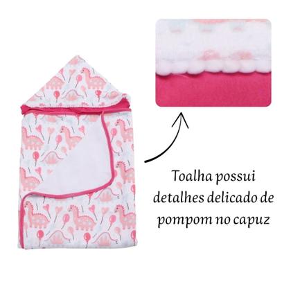 Imagem de Toalha De Banho Para Bebe Estampada Com Capuz Menino Menina