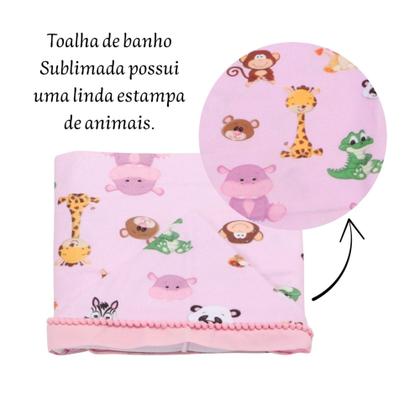 Imagem de Toalha De Banho Para Bebe Estampada Com Capuz Menino Menina