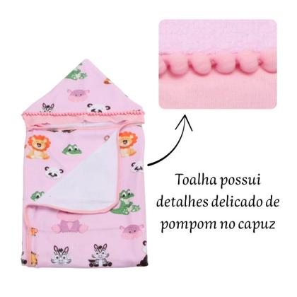 Imagem de Toalha De Banho Para Bebe Estampada Com Capuz Menino Menina