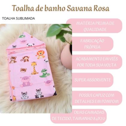 Imagem de Toalha De Banho Para Bebe Estampada Com Capuz Menino Menina