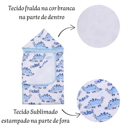 Imagem de Toalha De Banho Para Bebe Estampada Com Capuz Menino Menina