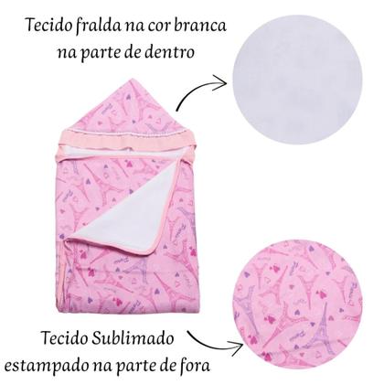 Imagem de Toalha De Banho Para Bebe Estampada Com Capuz Menino Menina