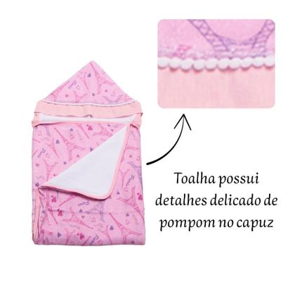 Imagem de Toalha De Banho Para Bebe Estampada Com Capuz Menino Menina
