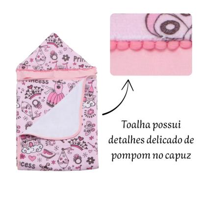 Imagem de Toalha De Banho Para Bebe Estampada Com Capuz Menino Menina