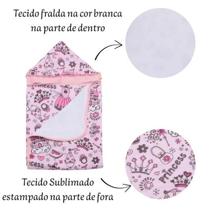 Imagem de Toalha De Banho Para Bebe Estampada Com Capuz Menino Menina