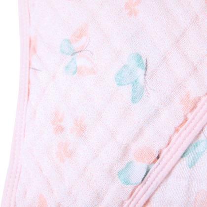 Imagem de Toalha De Banho para Bebê Fralda Soft Especial Capuz Papi Borboletas Rosa