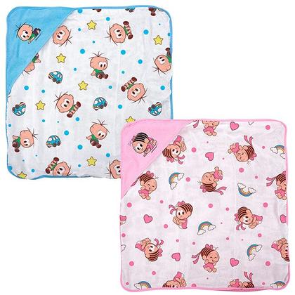 Imagem de Toalha de Banho Plush Infantil Com Capuz e Forro de Fralda Estampado Turma Da Mônica Incomfral