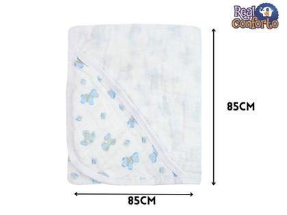 Imagem de Toalha de  Banho Soft Bebe Com Capuz 85cmx85cm Azul Macia 100%algodão