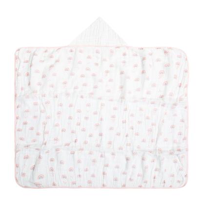 Imagem de Toalha de Banho Soft com Capuz Papi Bordado Chuva Amor Rosa