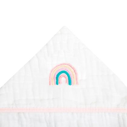 Imagem de Toalha de Banho Soft com Capuz Papi Bordado Chuva Amor Rosa