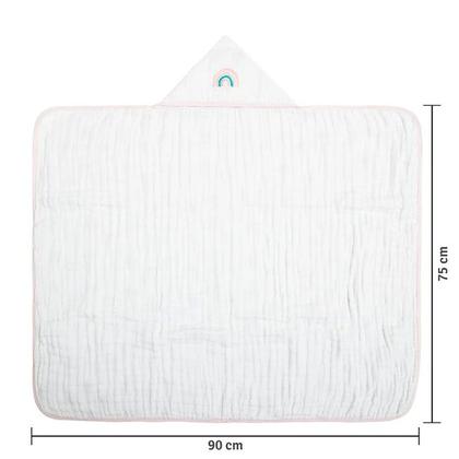 Imagem de Toalha De Banho Soft Luxo Infantil Com 3 Camadas Capuz Bordado 90x75cm - Papi