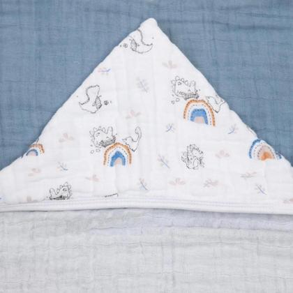 Imagem de  Toalha De Banho Soft Premium Liso Papi Baby Com Capuz 90Cm X 70Cm 01 Unidade Dino Esporte 