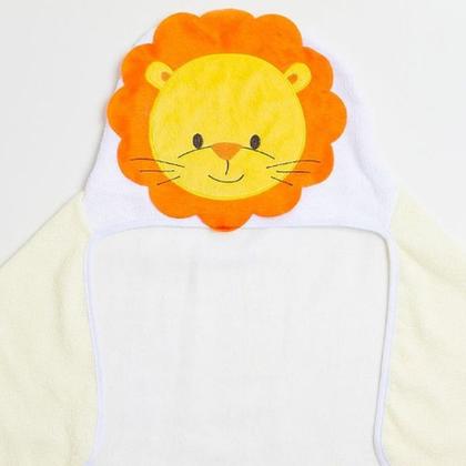 Imagem de Toalha de Bebe Bichinhos Com Forro de Fralda  C/ Capuz Bordado 90x70cm