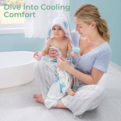 Imagem de Toalha de bebê Momcozy Soft & Absorvente com tartaruga marinha com capuz