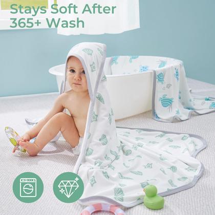 Imagem de Toalha de bebê Momcozy Soft & Absorvente com tartaruga marinha com capuz