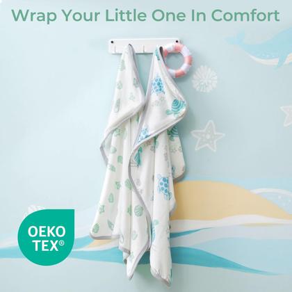 Imagem de Toalha de bebê Momcozy Soft & Absorvente com tartaruga marinha com capuz