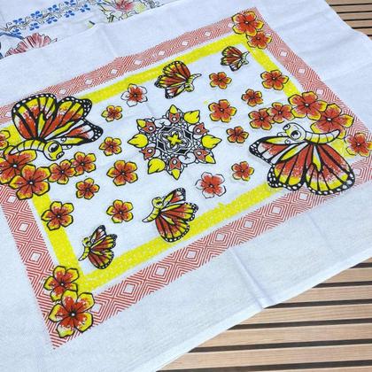 Imagem de Toalha De Chá Estampado 100% Algodão Kit C/5 - 90X68CM