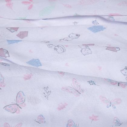 Imagem de Toalha De Fralda Estampa Rosa Com 03 Pçs 1,0m x 70cm Papi