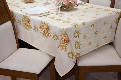 Imagem de Toalha de Mesa 4 Lugares Quadrada 1,45 x 1,45 Tecido Linhão Estampado com Bainha