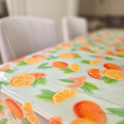 Imagem de Toalha de Mesa 4,00x1,40 Plástica Transparente com Estampa Impermeável Protetora PVC