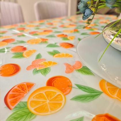 Imagem de Toalha de Mesa 4,00x1,40 Plástica Transparente com Estampa Impermeável Protetora PVC