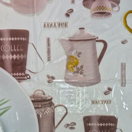 Imagem de Toalha de Mesa 4,00x1,40 Plástica Transparente com Estampa Impermeável Protetora PVC