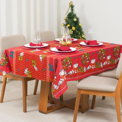 Imagem de Toalha de Mesa 6 Lugares 2,00x1,45m TTecido Oxford com Bainha Natal Estampa 2