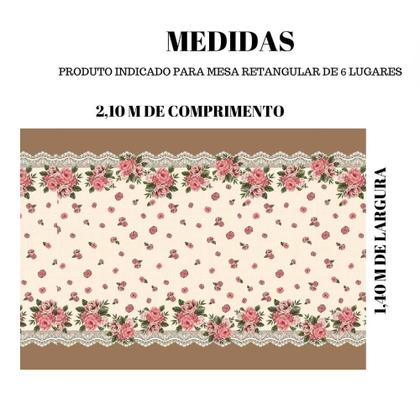Imagem de Toalha De Mesa 6 Lugares Retangular Rústica Luxo 1,40x2,10m