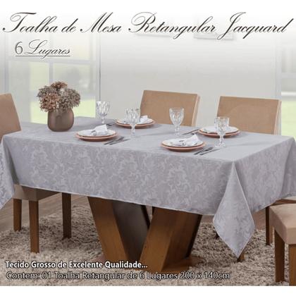 Imagem de Toalha de Mesa 6 Lugares Tecido Jacquard Retangular Moderna