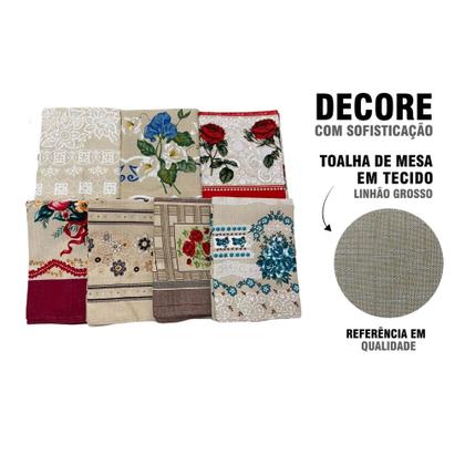Imagem de Toalha de Mesa 8 Lugares Kit com 3 Peças 2,50x1,45 Sortidas