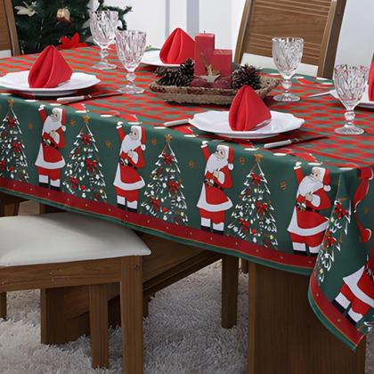 Imagem de Toalha De Mesa 8 Lugares Natal Retangular Papai Noel Decorar