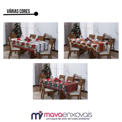 Imagem de Toalha De Mesa 8 Lugares Natal Retangular Papai Noel Decorar