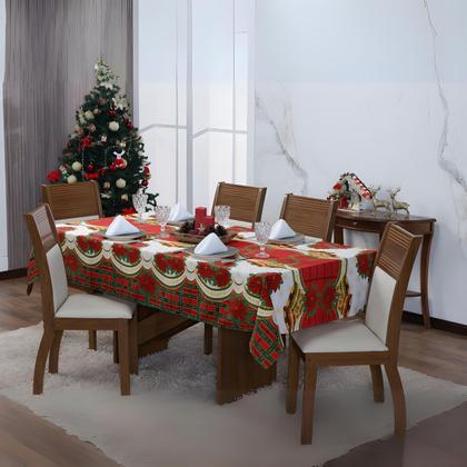 Imagem de Toalha De Mesa 8 Lugares Natal Retangular Papai Noel Decorar