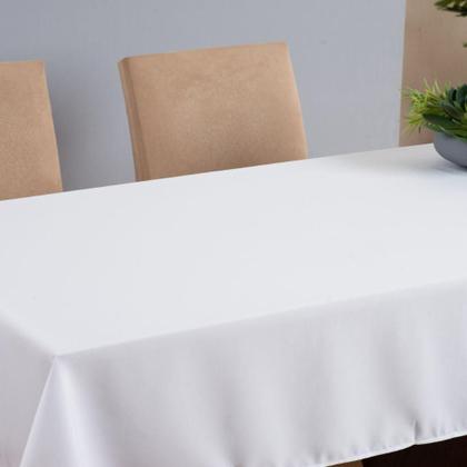 Imagem de Toalha De Mesa Basic 1 Peça 2,50m X 1,40m 8 Lugares Poliéster Tecido Oxford Branco