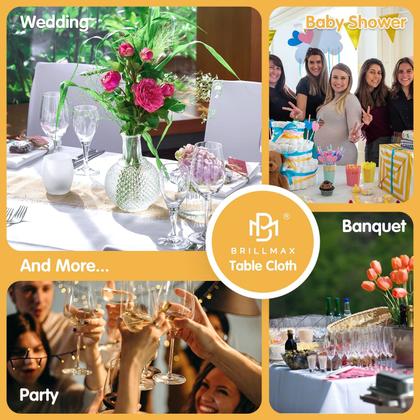 Imagem de Toalha de mesa BRILLMAX, poliéster branco, retângulo de 8 pés, 90x156cm, pacote com 6