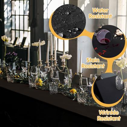 Imagem de Toalha de mesa BRILLMAX preta de poliéster retangular de 6 pés (183 x 259 cm)