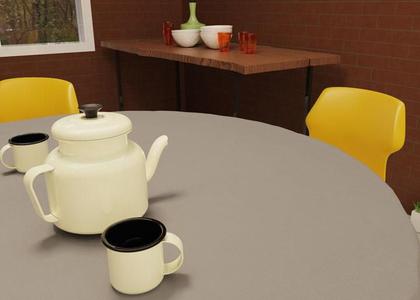 Imagem de Toalha De Mesa Cinza Redonda 4 Lugares Oxford 1,40 Diâmetro