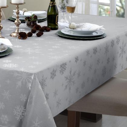 Imagem de Toalha de Mesa de Natal Retangular 6 Lugares Impermeável 1,40X2,10M Prata