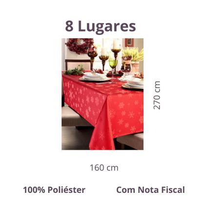 Imagem de Toalha de Mesa de Natal Retangular 8 Lugares Impermeável 1,60X2,70M Vermelha