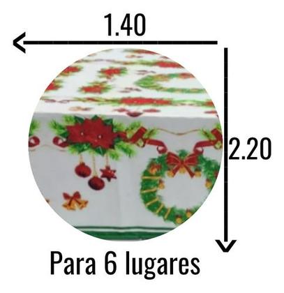Imagem de Toalha De Mesa De Natal Retangular Para 6 Lugares 1,40x2,20m