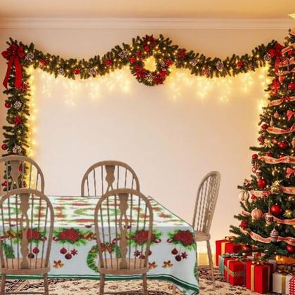 Imagem de Toalha De Mesa De Natal Retangular Para 6 Lugares 1,40x2,20m