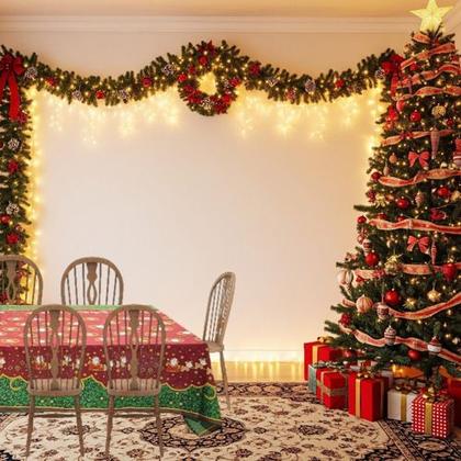 Imagem de Toalha De Mesa De Natal Retangular Para 6 Lugares 1,40x2,20m